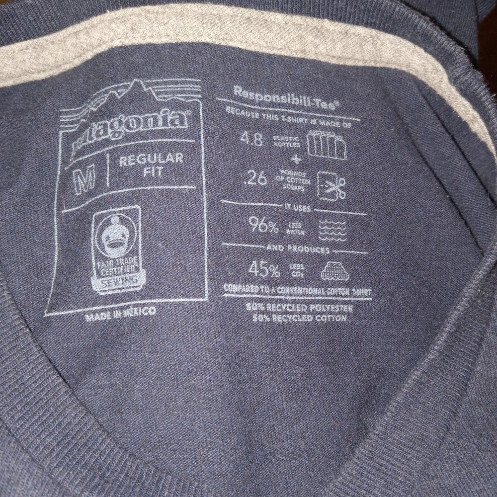 Patagonia Men's Responsibill-Tee Long Sleeve T-Shirt Size Medium Blue - Picture 3 of 5